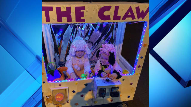 Halloween goals: Family creates adorable claw machine costume