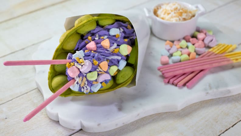 Waffle de burbujas de helado Ube