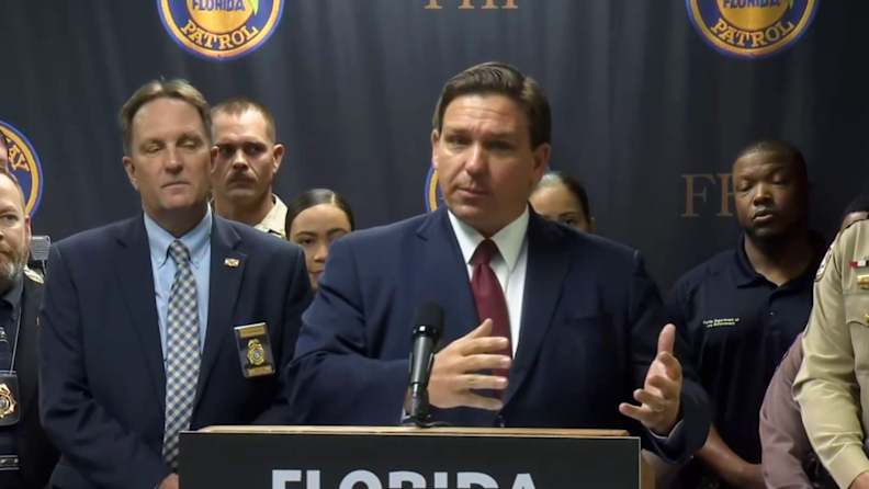 Gov. DeSantis spoke at Orlando's FHP office about his proposal to boost law enforcement pay.