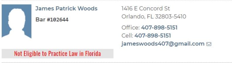 Woods' listing on the Florida Bar's website (Credit: Florida Bar)