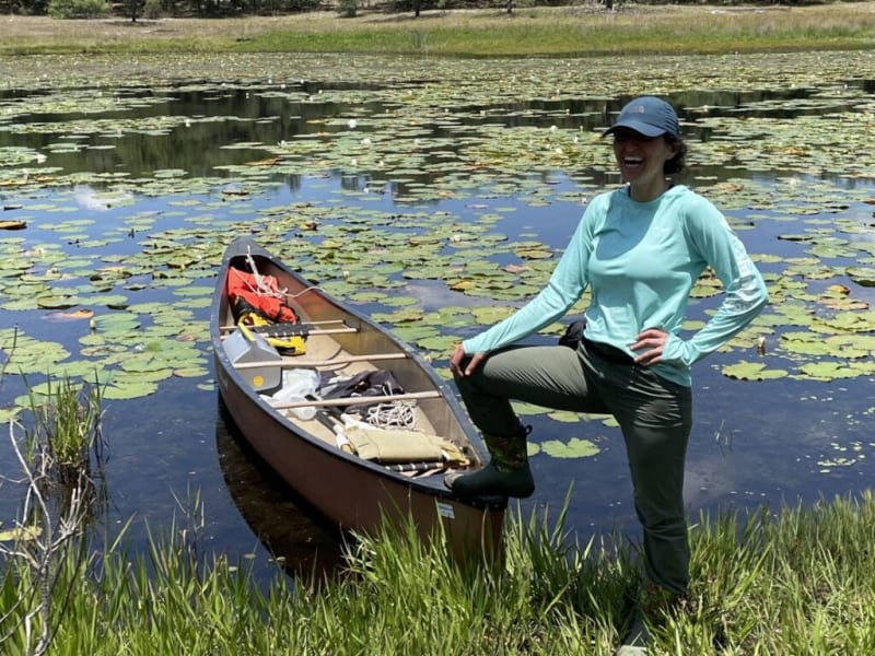 UF PhD student Audrey Goeckner at a pond in Hawthorne, FL