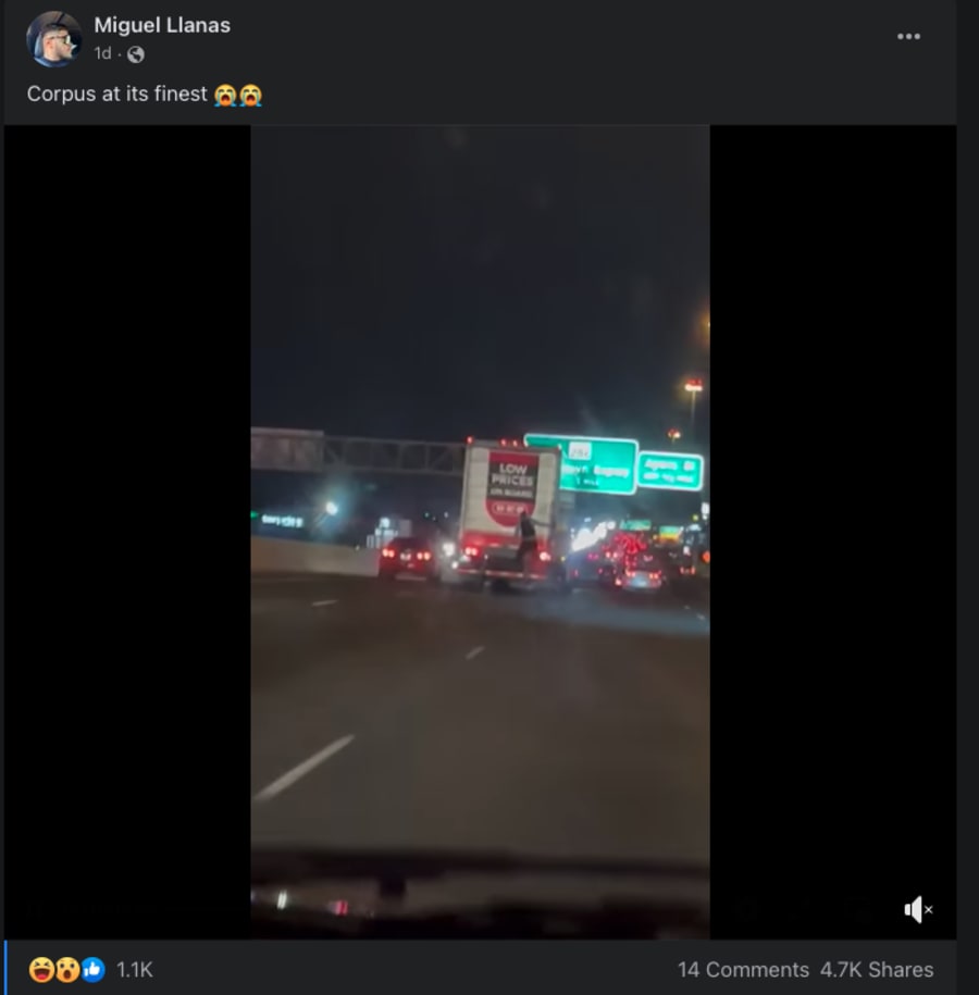 Viral video shows someone clinging to H-E-B truck on Texas highway Viral video shows someone clinging to H-E-B truck on Texas highway