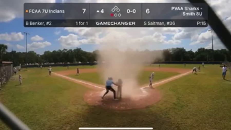 ‘I was scared’: Video shows ‘dust devil’ engulfing catcher at Jacksonville youth baseball game