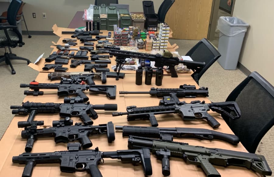 Guns, weapons and ammunition, most of which were confiscated by law enforcement in August.