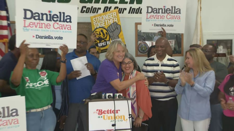 Miami-Dade County Mayor Daniela Levine Cava attends a union event on Labor Day in Miami.