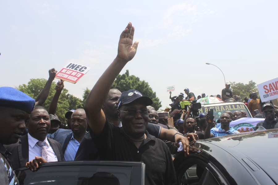 Details emerge as Atiku leads heavy protest to INEC’s headquarter in Abuja