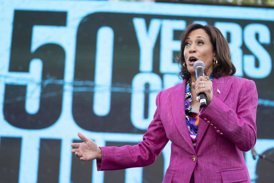 Vice President Kamala Harris speaks at a 50th anniversary celebration of hip-hop at the Vice President's residence, Saturday, Sept. 9, 2023, in Washington. (AP Photo/Manuel Balce Ceneta)'s residence, Saturday, Sept. 9, 2023, in Washington. (AP Photo/Manuel Balce Ceneta)