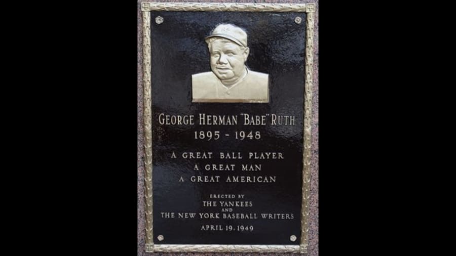 The Babe Ruth plaque in Monument Park at Yankee Stadium