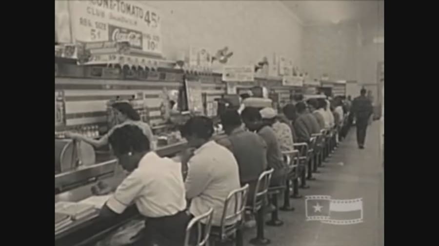 In Houston in 1960, protests against segregation happened in restaurants. This sit-in occurred at Woolworth's.