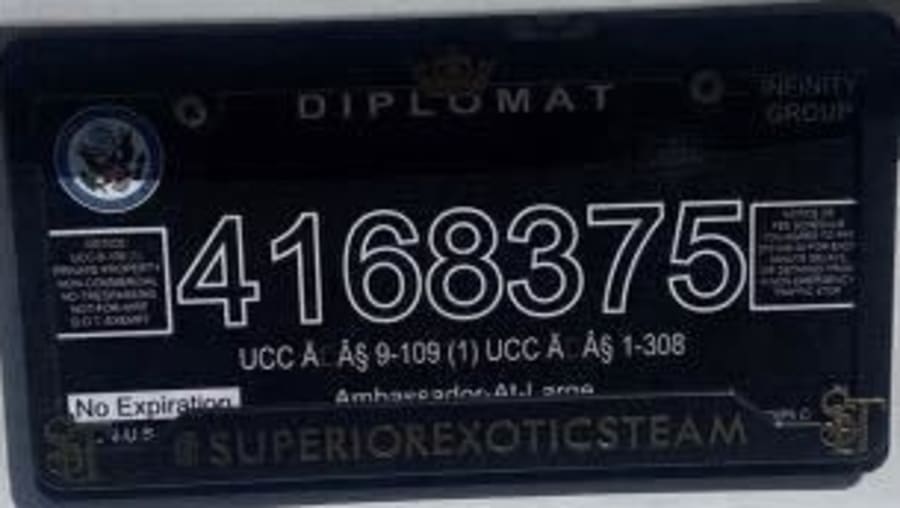 Fake diplomatic license plate