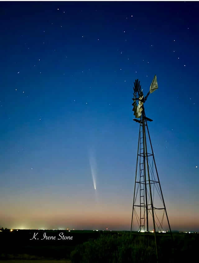 Comet and windmill five miles west of Sabinal on the RC Ranch. 