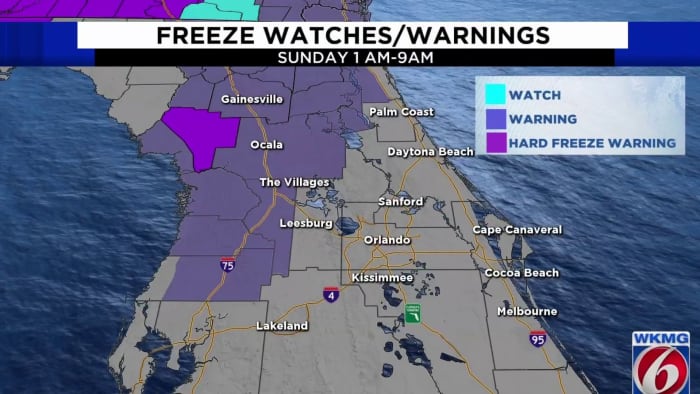 Coldest weather of the season will roll into Central Florida overnight