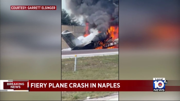 Plane crashes, bursts into flames on I75 in Collier County