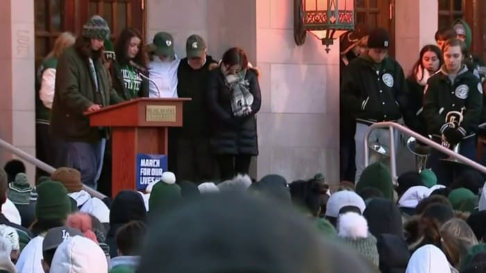 Thousands gather on Michigan State University’s campus for vigil honoring mass shooting victims