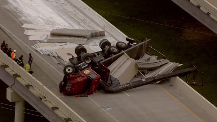 Driver of 18-wheeler hospitalized after truck lost large load on SH-99 - Vimarsana News