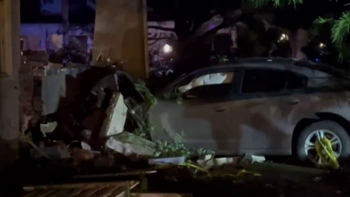 Car fleeing traffic stop slams into Sanford house Car fleeing traffic stop slams into Sanford house