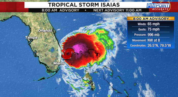 Live Track Forecast Cone Computer Models Updates As Tropical Storm Isaias Approaches Florida 7793