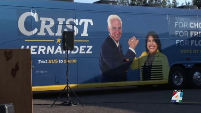 Lokale Gewerkschaftsmitglieder versammeln sich bei der Get Out and Vote Rally, um ihre Unterstützung für Charlie Crist zu zeigen
