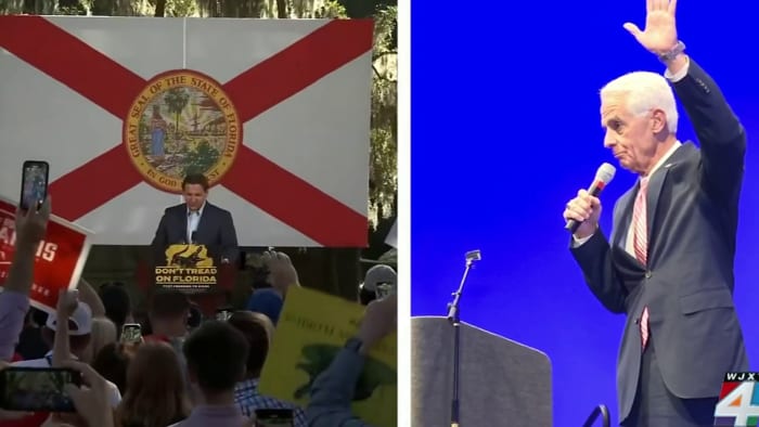 Gov. DeSantis, Charlie Crist make campaign stops in Northeast Florida ahead of election