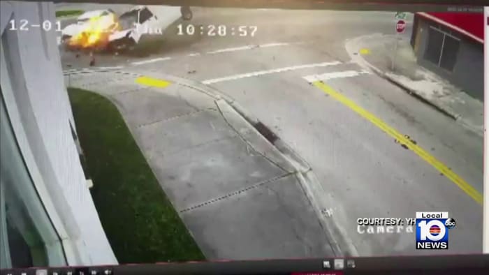 Video shows fiery crash injuring 3 during police chase in Miami