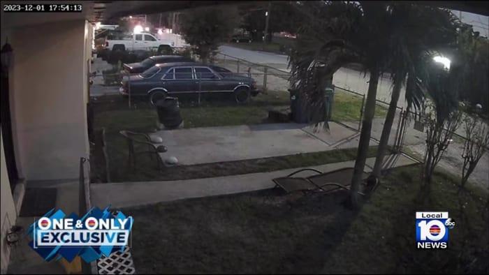 Surveillance image of a police officer involved shooting in Miami-Dade County, Florida