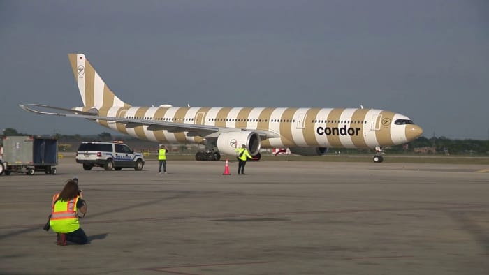 San Antonio International Airport’s first transatlantic flight to Europe takes off