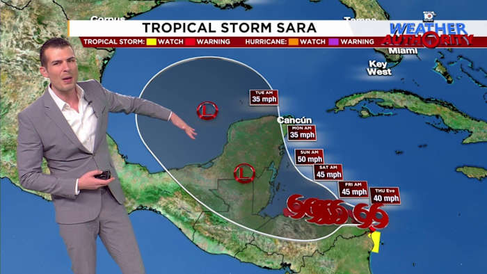 Tropical Storm Sara: Noon forecast