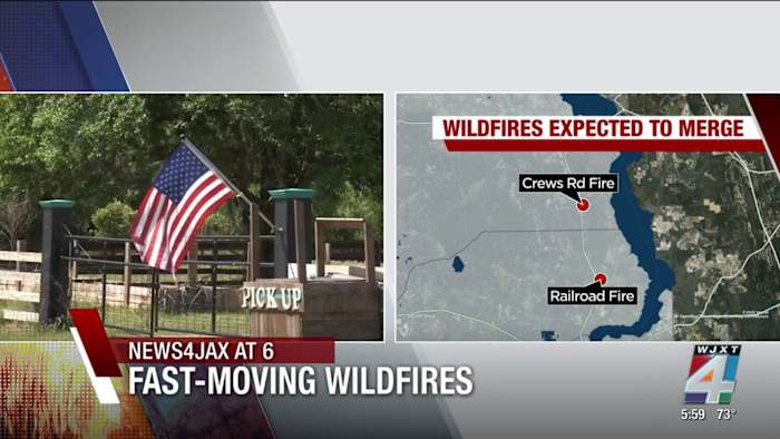 Wildfires near Clay-Putnam County line merge into 3K-acre blaze amid dry, windy conditions, officials say