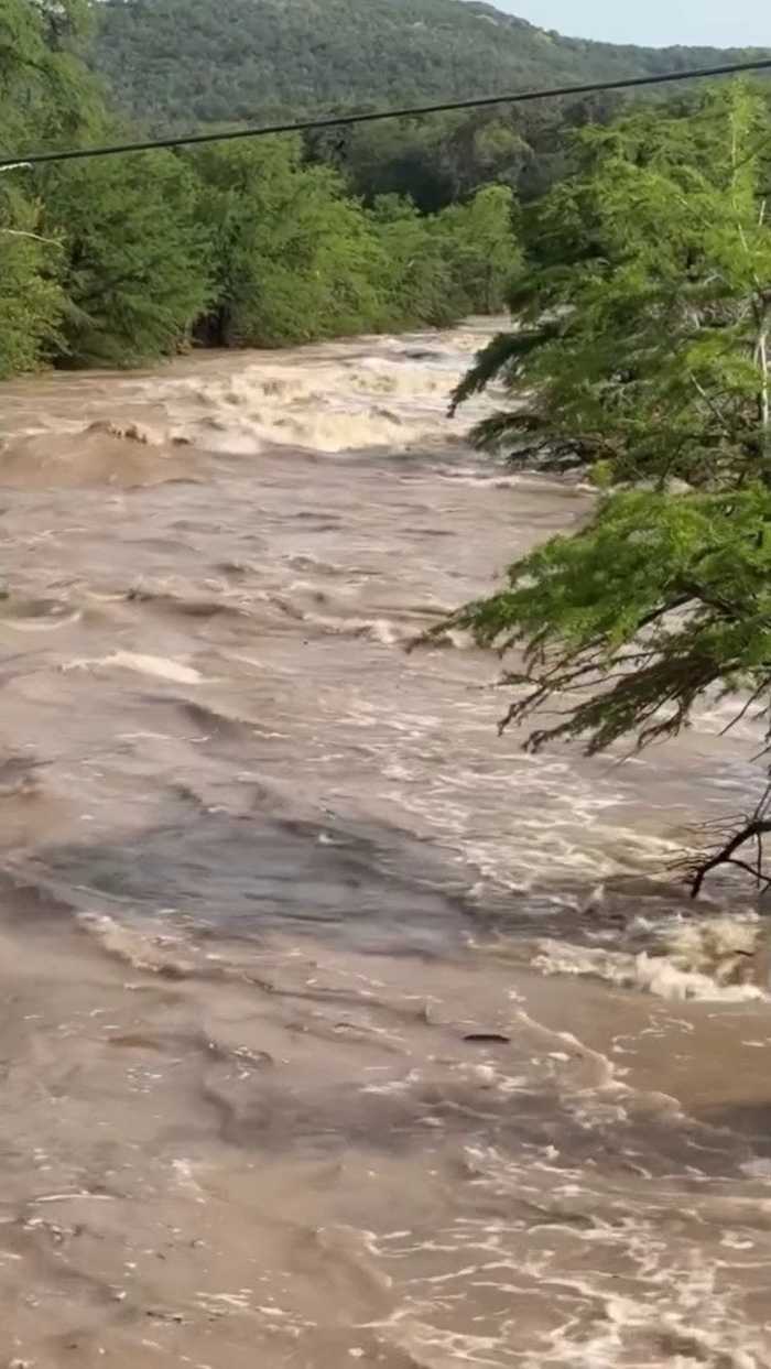 Flooding along Frio River at Garner State Park on Monday evening