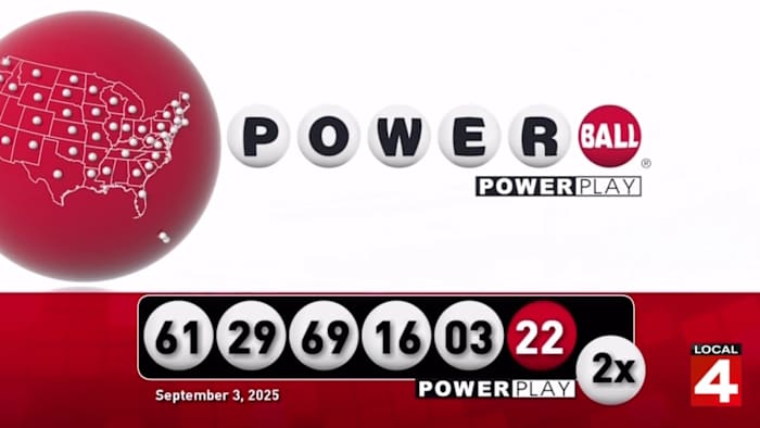 Here are the Powerball winning numbers for Wednesday, Sept. 3, 2025