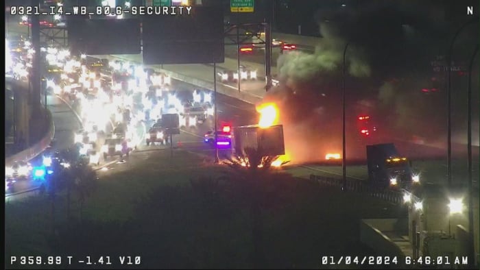 TRAFFIC ALERT: Semitrailer fire closes I-4 in Orlando