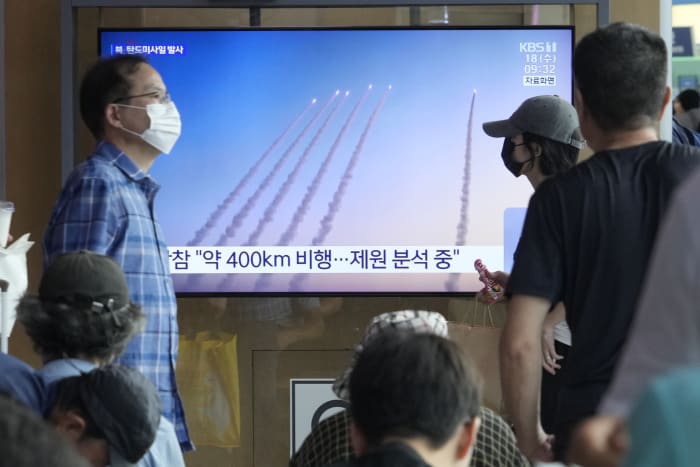 North Korea test-fired ballistic missiles in latest military display, neighbors say thumbnail