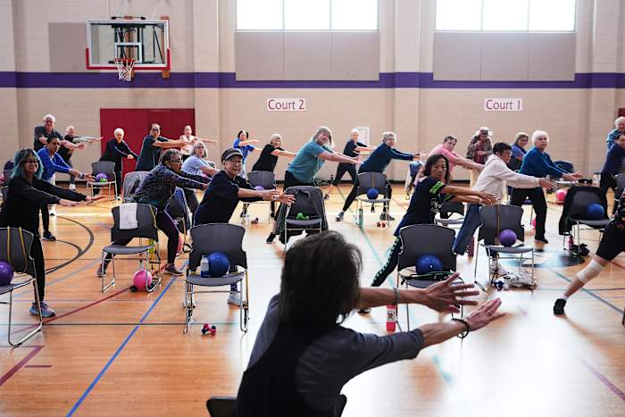 Playing hip-hop or Doris Day, older exercise instr