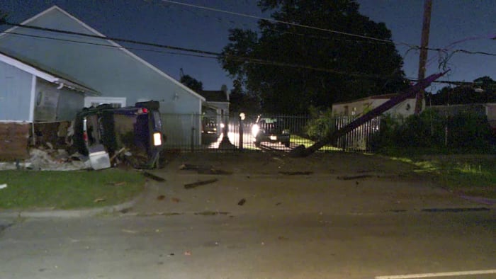 Driver killed after truck hits power pole, slamming into NE Houston church – KPRC Click2Houston