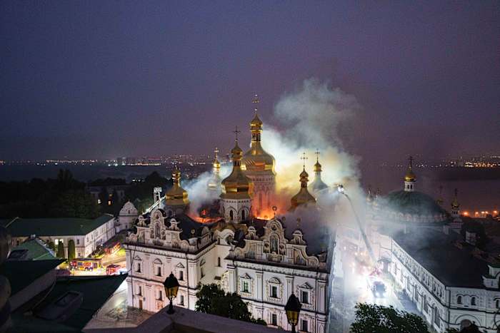 Russia unleashes a barrage on Ukraine, killing 11 and damaging a religious landmark, officials say