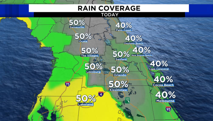 Scattered rain and storms fire up this afternoon