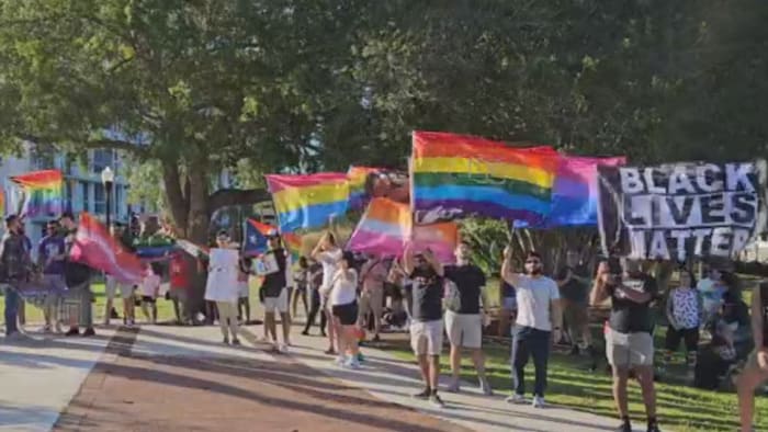 Protestors gather at Lake Eola to rally against Florida laws