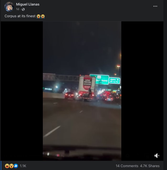 Viral video shows someone clinging to H-E-B truck on Texas highway