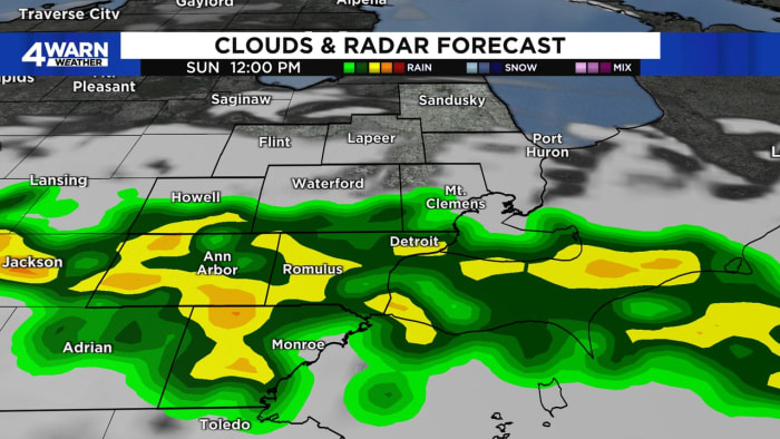 Wetter, cooler weather heading toward Metro Detroit to start new week