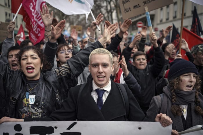 Political tensions, new protests over French pension bill