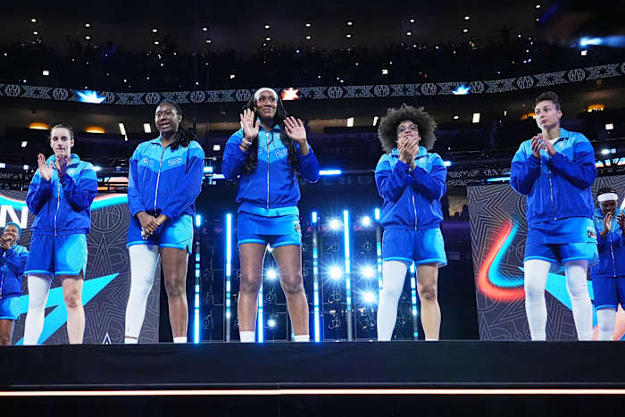 Image linked from the original feed: Jones and Clark help Team Spoon beat Team Coop 129-122 in the WNBA All-Star Game