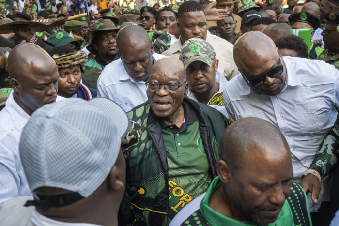 Former South Africa leader Zuma promises jobs and free education as he launches party manifesto