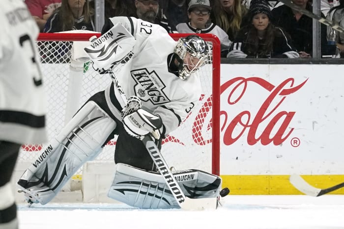 Drew Doughty of the Los Angeles Kings plays against the Anaheim Ducks