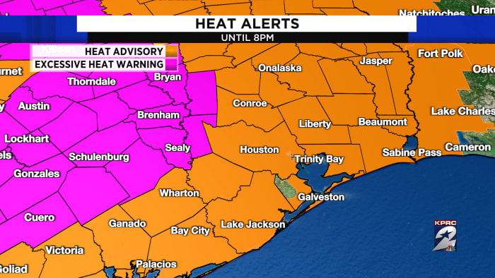 Heat warnings and storms in southeast Texas