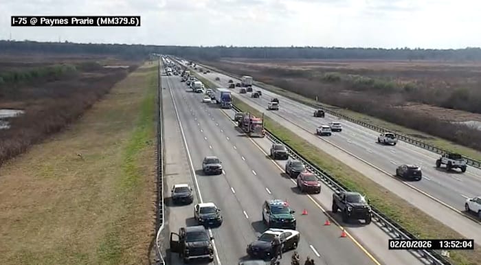 Traffic Alert: Pursuit ends in crash on I-75 near Paynes Prairie