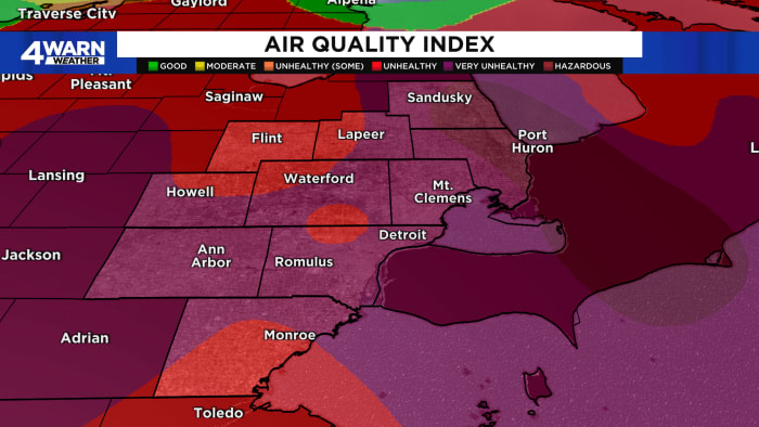 Air quality ‘hazardous’ in Metro Detroit ahead of incoming rain, storm chances