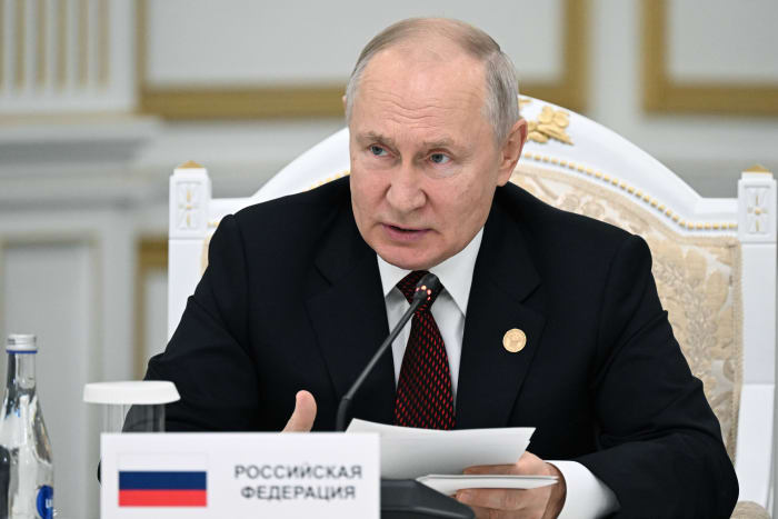 On his first foreign trip this year, Putin calls for ex-Soviet states to expand influence