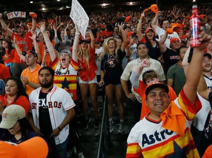 Houston Astros fans appalled by overbearing ad logo on team's