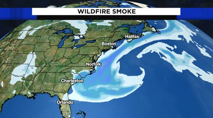 Haze in Central Florida sky from Canadian wildfire smoke