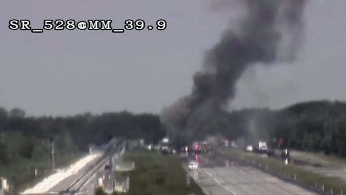 Vehicle fire slows traffic on State Road 528 in Brevard County